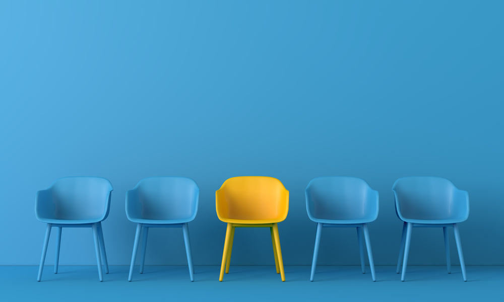 Yellow Chair and Blue Chairs